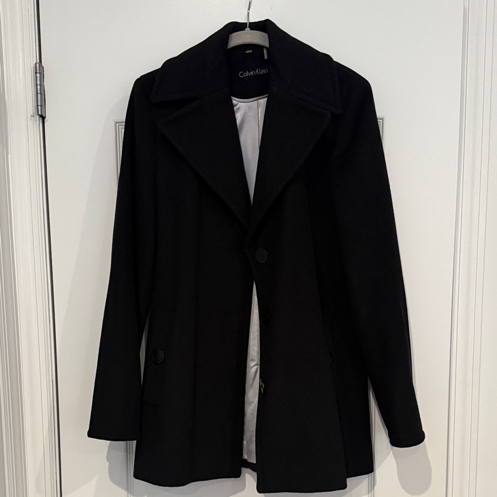 Calvin Klein Women's Elegant Black Pea Coat